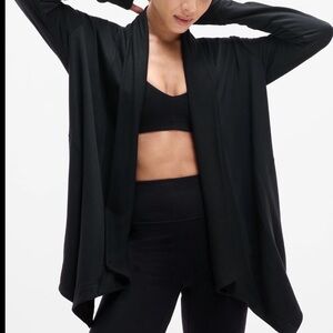 [S]Athleta Black Pranayama Restore Wrap Open Front Cardigan